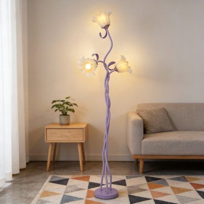 Modern Flower Floor Lamp With Flexible Gooseneck And 3-Color Temperature LED, Tall Reading Lamp For Living Room And Bedroom Decor
