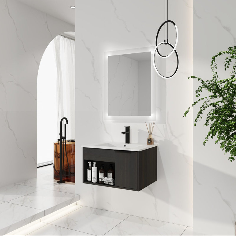 Single Bathroom Vanity with Ceramic Top, 24