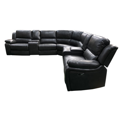 Faux Leather Power Reclining L-Shaped Sectional Symmetrical