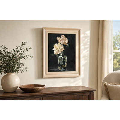 Art mural arrangement rose foncé II - 22 po x 26 po - Cadre en bois naturel
