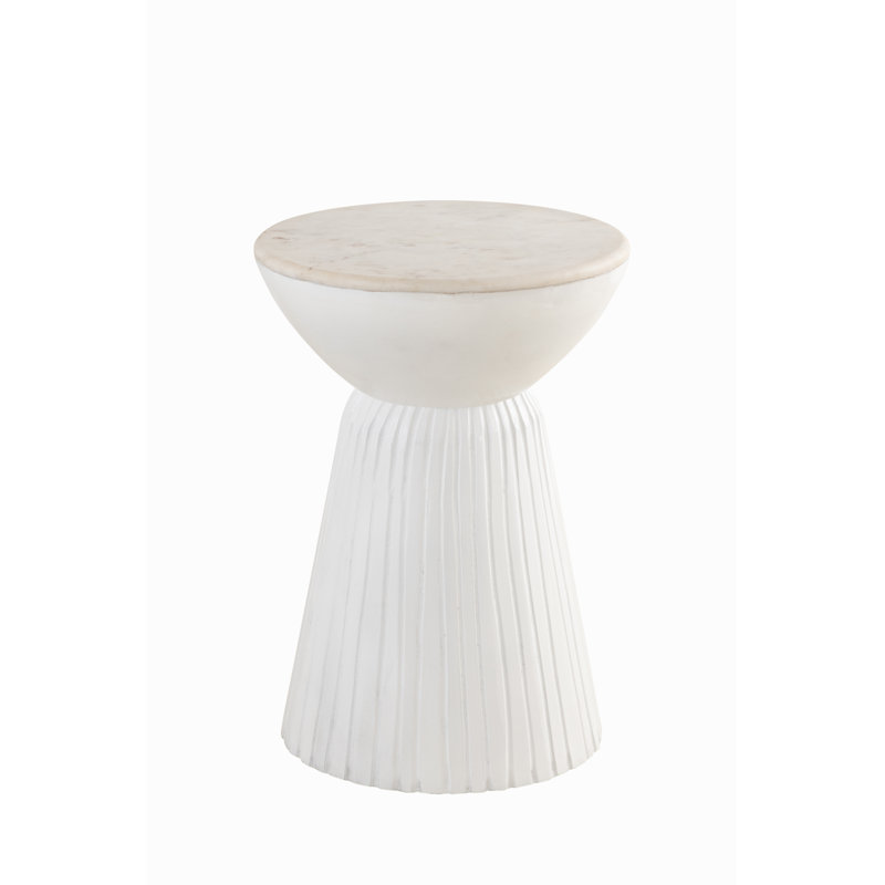 Cheridwen Marble Top End Table, White