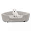 Canapé pour chien surdimensionné ovale semi-fermé surdimensionné surdimensionné - Matériau en lin durable, dossier capitonné, support haut-bas à centre haut et confort moelleux - beige-131247802