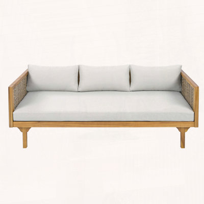 Acacia Wood Daybed with Unique Rattan Armrests