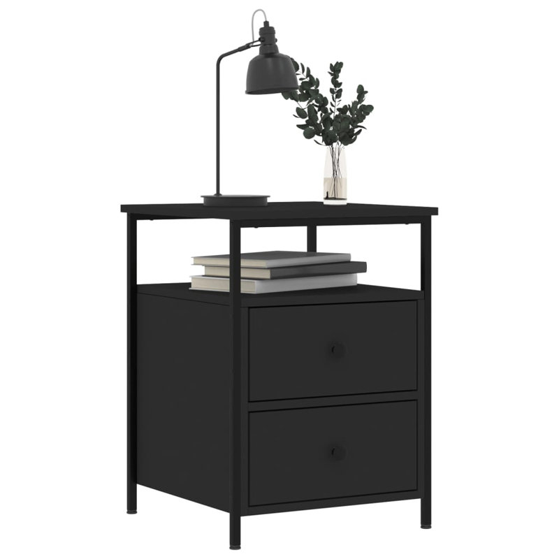 Dura 44cm W Iron Bedside Table, Black
