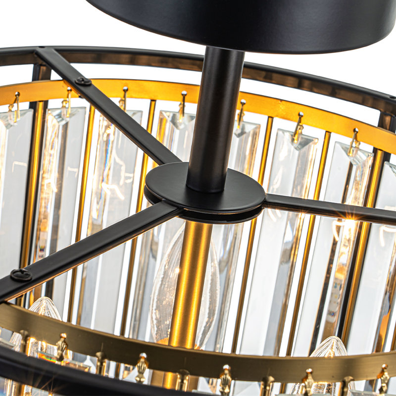 Plafonnier semi-encastré en cristal 3 lumières Sarino