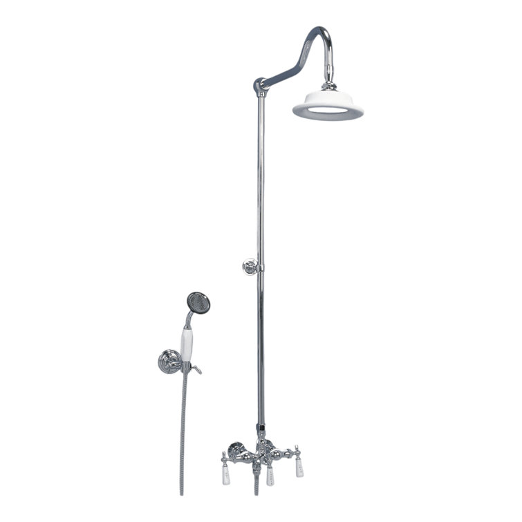 Exposed Shower System 36" Wall Mounted with 19" Riser and Handshower and Lever/Cross Handle