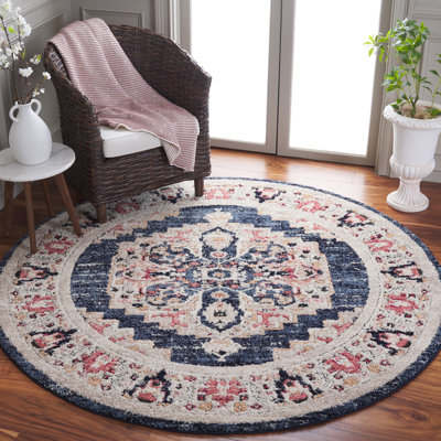 Tapis oriental en polypropylène tissé à la machine en brun / bleu