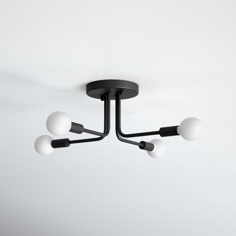 Nealey Glass Semi Flush Mount, Midnight Black