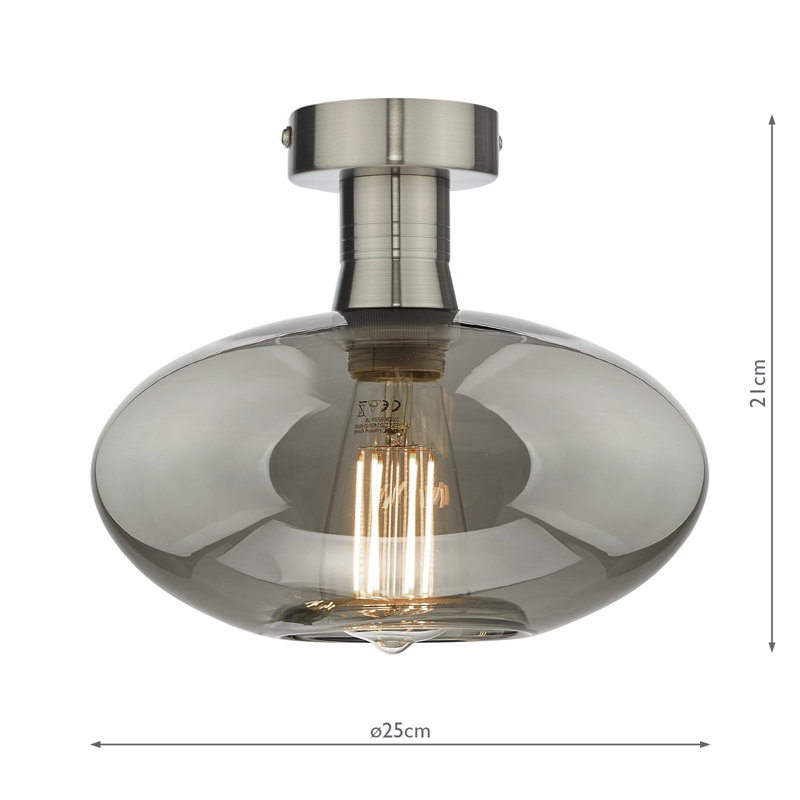 EMERSON 1LT SEMI FLUSH CW SMOKED GLASS, Antique Chrome