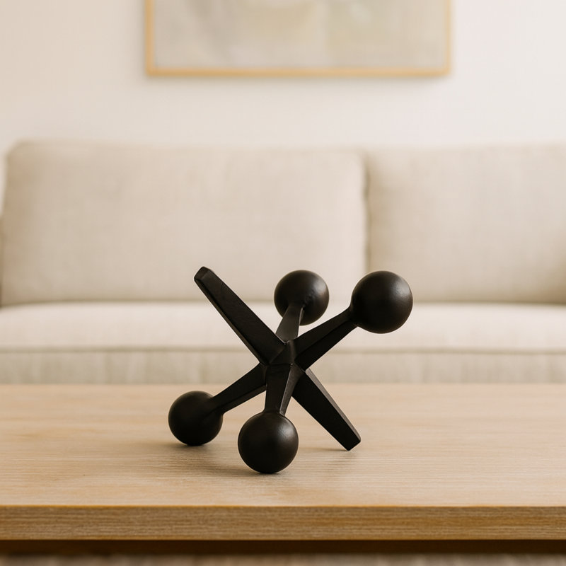 Sculpture abstraite géométrique en aluminium, Noir, H 5 po x l 7 po x P 5 po