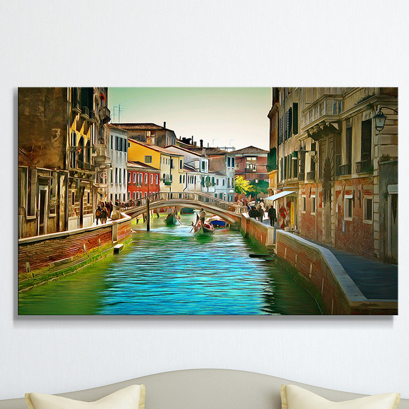« venice canal xi », reproduction d’art sur toile tendue, H 18 po x l 30 po x P 1 po