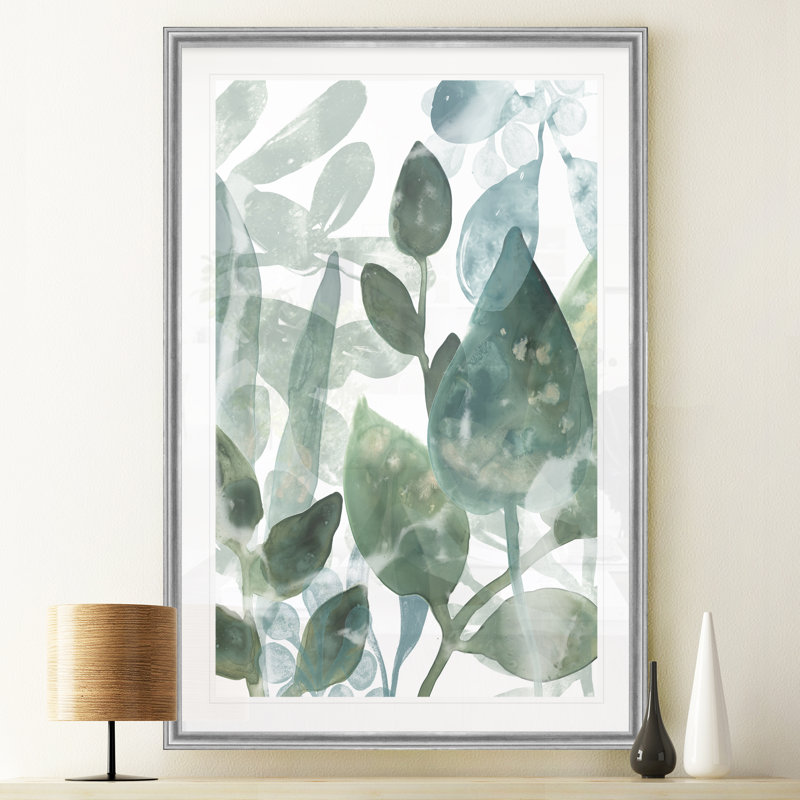 Aquatic Leaves I - reproduction d'art sur toile, H 18,5 po x l 24,5 po x P 1,5 po, Encadrement argenté