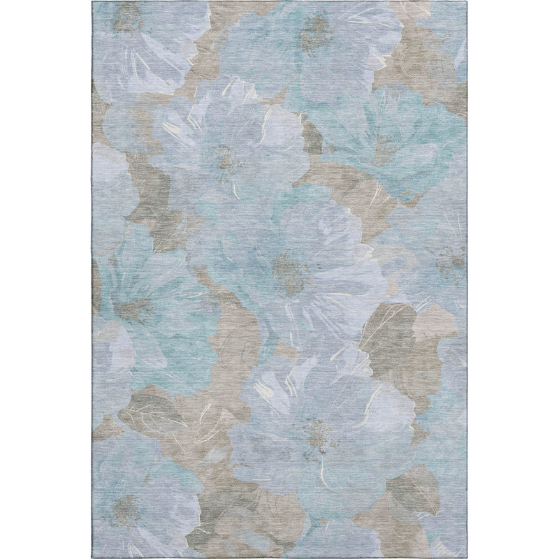 Tapis floral Premium Floyd AMF1542 lavable à la machine, Rectangulaire 8 pi x 10 pi