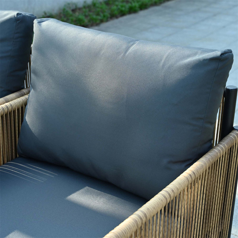 Ensemble de canapé de patio en osier 4 pièces avec coussin gris New Comming Patio
