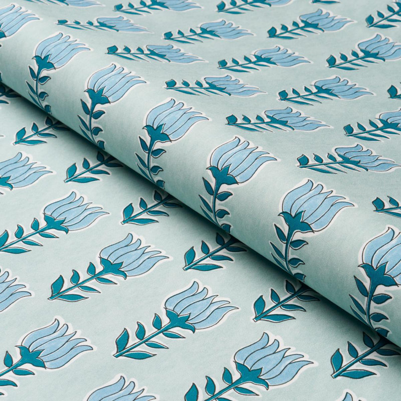 Mia Tulip Fabric, Mineral/Blue