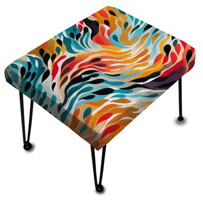 Rainbow Cheetah Waves - Abstract Rectangle Ottoman