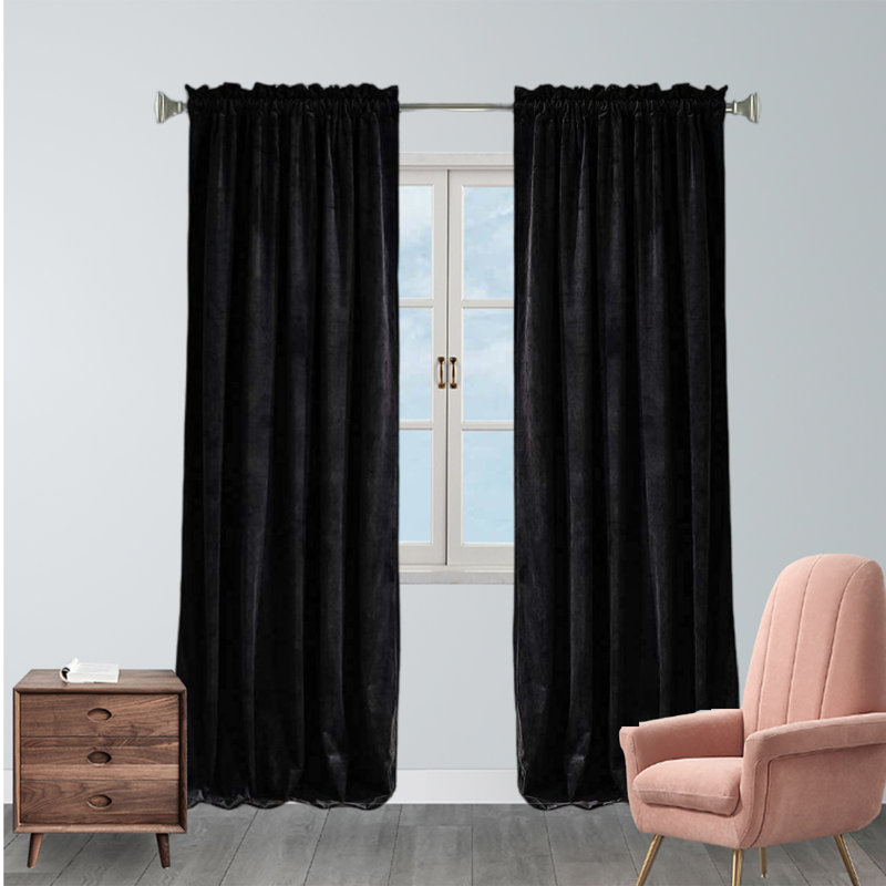 Black Velvet Grommet Blackout Indoor Window Panels 52" x 96"