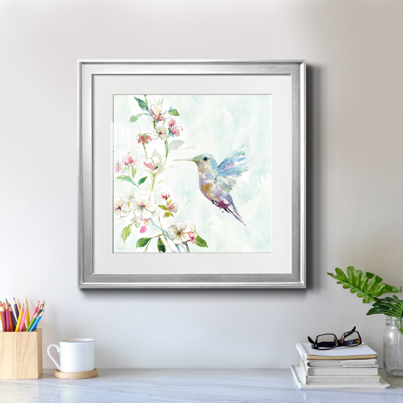 Colibri II - Cadre photo, reproduction d'art sur papier, Encadrement argenté, H 30,5 po x l 30,5 po x P 1,5 po