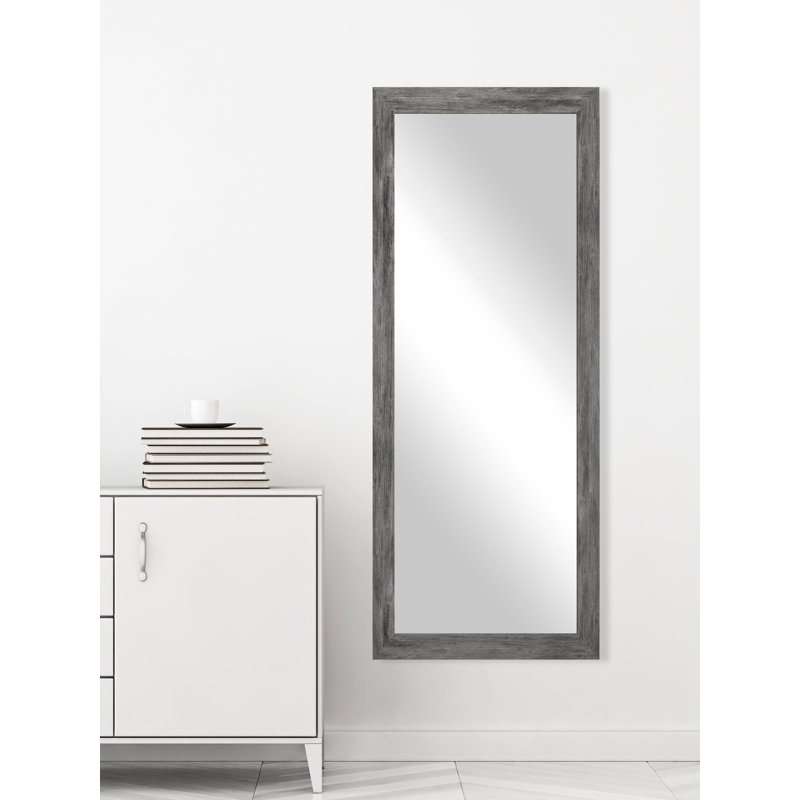 Hruby Engineered Wood Flat Wall Mirror, 26" H x 64" W, Grey