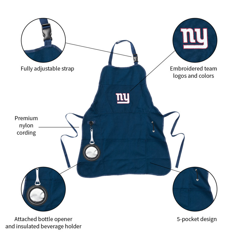 NFL Grill Apron with Bottle Opener and Towel Hook, New York Giants