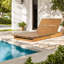 Chaise longue de patio réglable en bois d'acacia moderne près de la piscine
