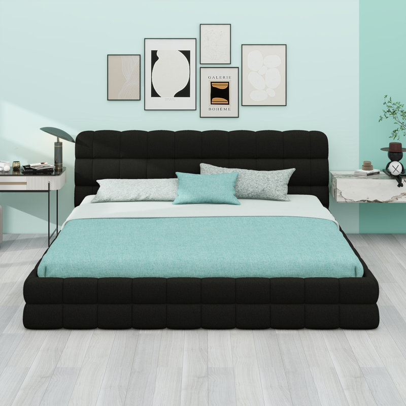 Lit tapissier Boucle, Noir