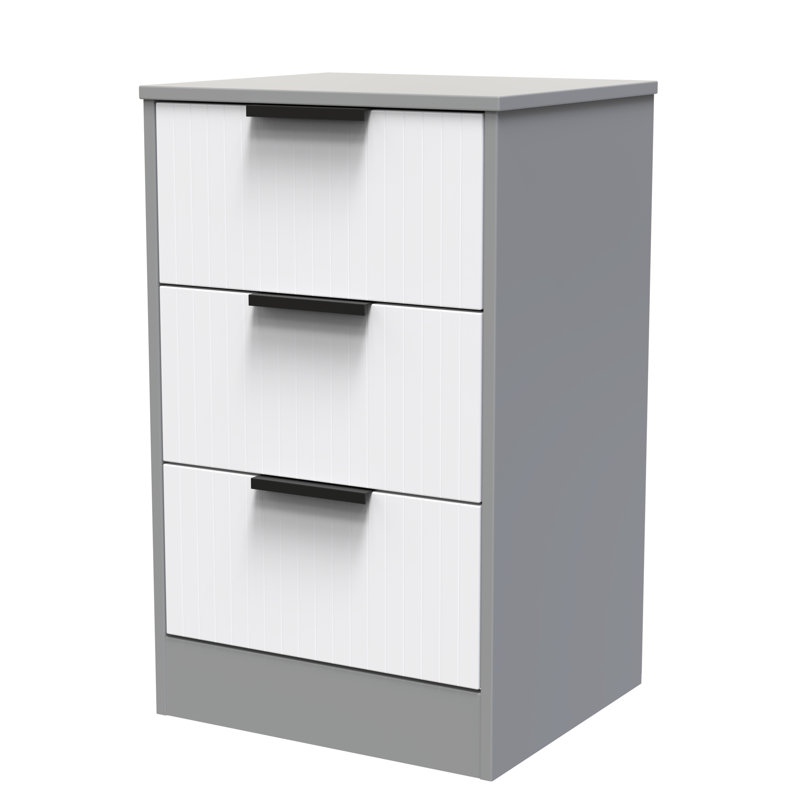Atsumi 45cm W Manufactured Wood Bedside Table, White Matt/Dusk Grey