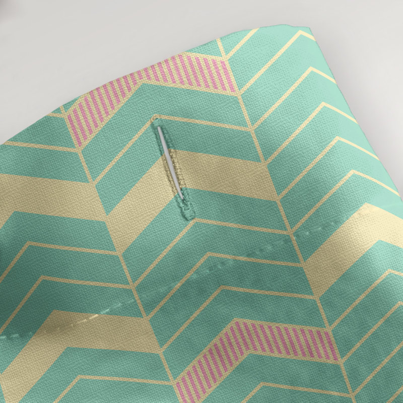 Rideau de douche simple à chevrons, Vert, rose et jaune