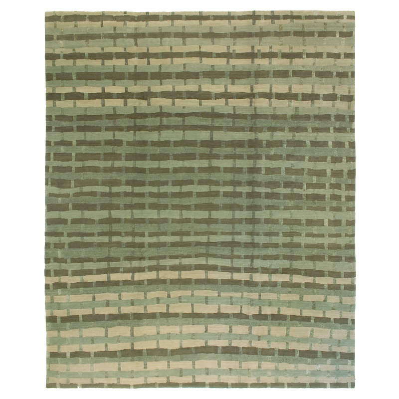 Designers Reserve Striped Area Rug in Green/White, Rectangle 3' x 5'