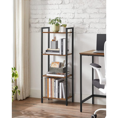 4-Tier Tall Bookshelf, Bookcase With Steel Frame, Book Shelf For Living Room, Home Office, Study, 9.4 X 15.7 X 42.1 Inches, Industrial Style, Rustic B -  17 Stories, 7ED234382026408783A85CC9DCDADF03
