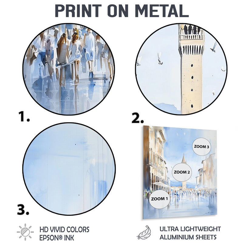 Aquarelle, Florence, Italie, charme I - paysages, impression sur métal, H 32 po x l 16 po