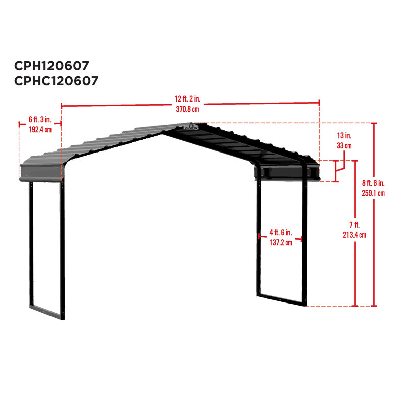Charcoal Galvanized Steel 12' x 6' Canopy Shelter