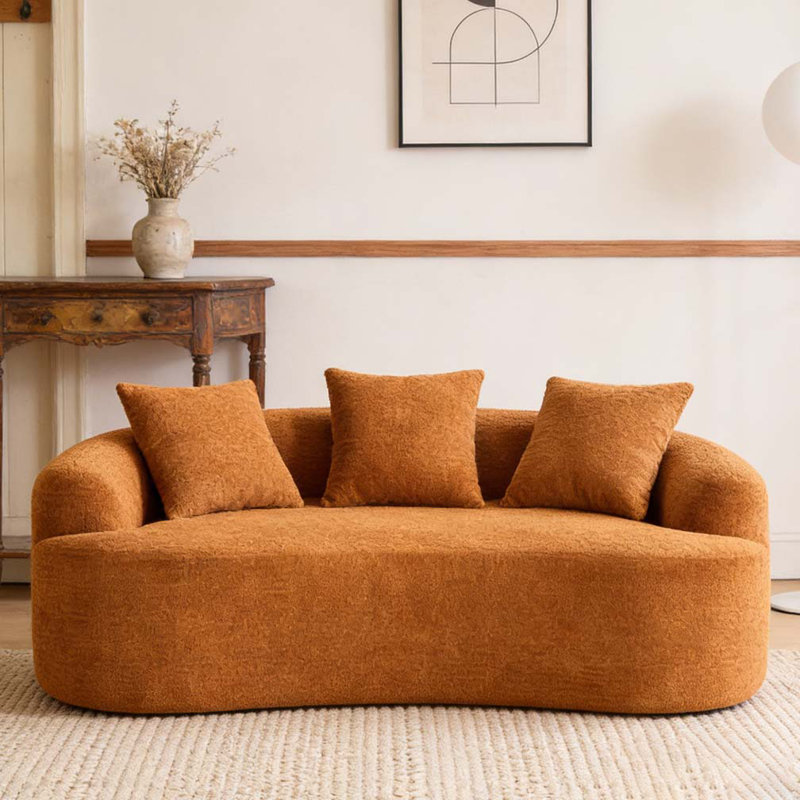 Causeuse incurvée: emballage compressé, tissu chenille, éponge 30D, sans assemblage, Orange