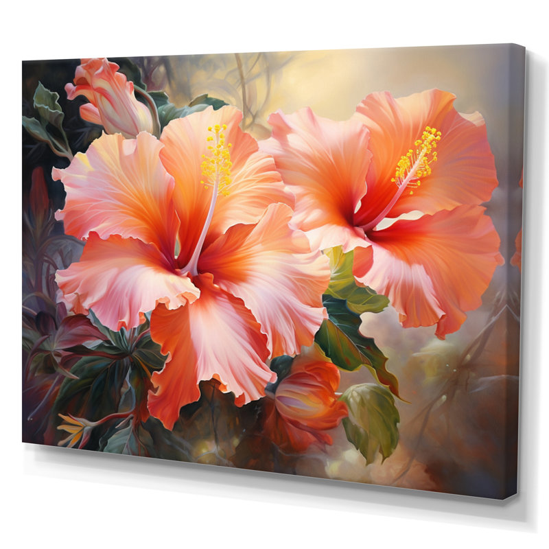 Hibiscus Romantic Impression IV - Floral Canvas Prints, H 12 po x l 20 po x P 1 po, Toile tendue