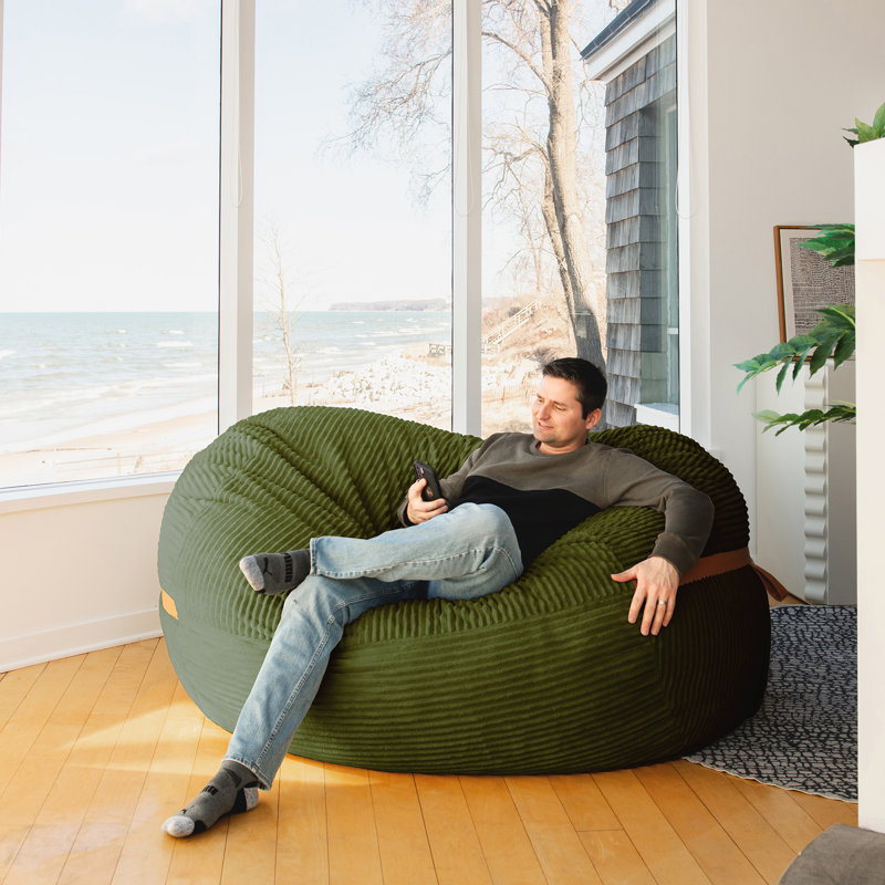 Fauteuil à billes géant en mousse Big Joe Fuf, H 39 po x l 62,5 po x P 49 po, Polyester vert mousse