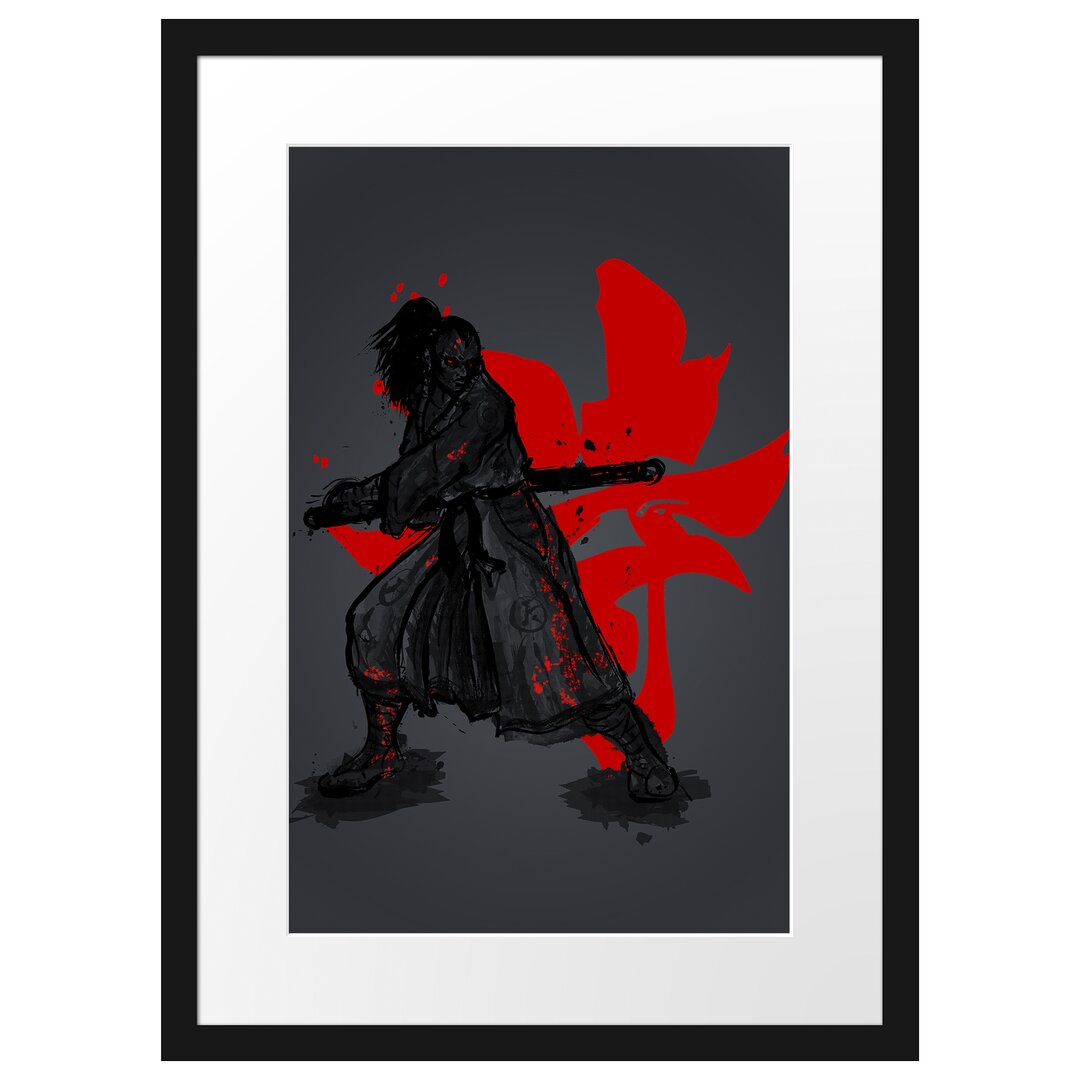 Gerahmtes Poster Samurai-Spirit Black