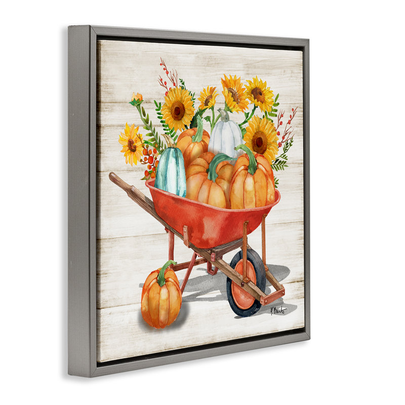 «Rustic Harvest Wagon» par Paul Brent, Cadre flottant gris lustré, H 25 po x l 25 po