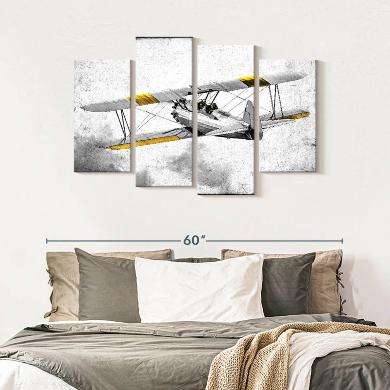 Reproduction sur toile Biplane Pop, H 32 po x l 52 po x P 1,25 po