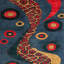 Tapis abstrait bleu / rouge / crème Conway-131772741