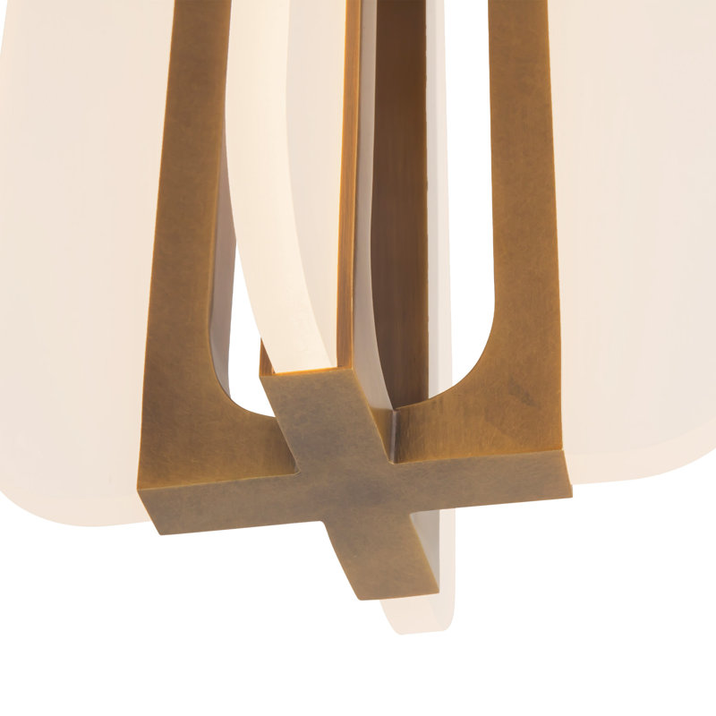 Anders 8-in Black dimmable LED Semi-Flush Mount, Antique Brass
