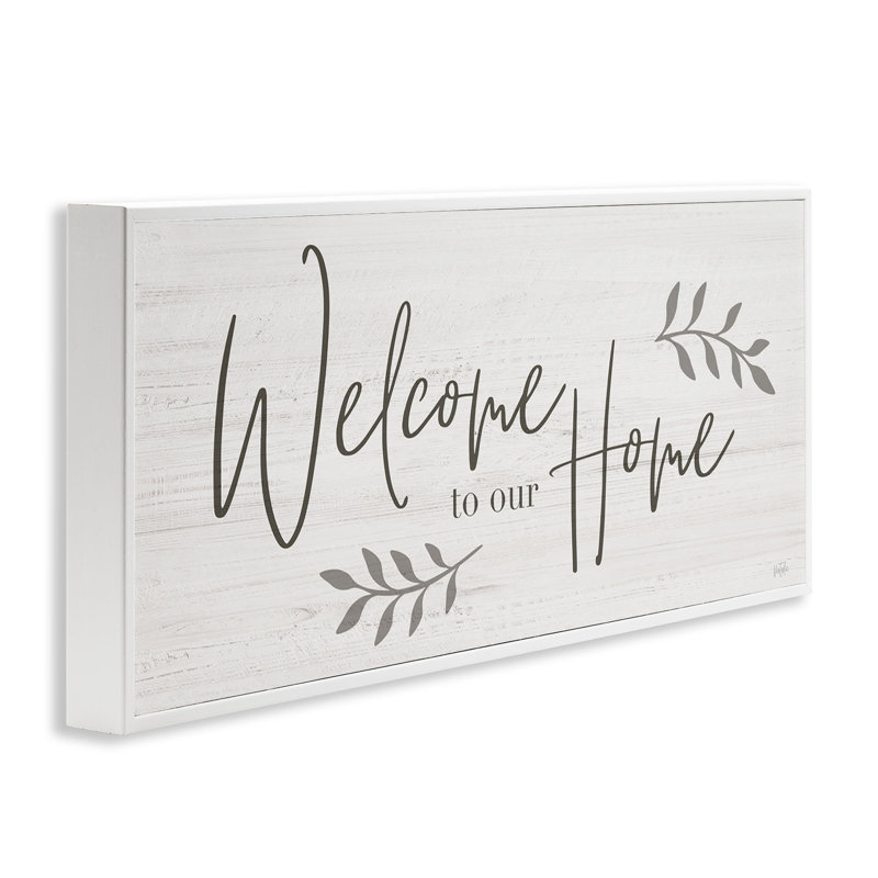 White Framed Rustic Wood Welcome Home Sign