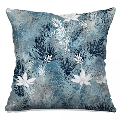 Coussins décoratifs bleus à motif floral