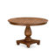 Ensemble de salle à manger 7 pièces composé d'une table de salle à manger ronde avec piédestal et 6 chaises Parson revêtues de tissu de lin, noyer antique-1813999334-1813999328