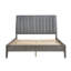 Modern Style Queen Platform Bed 1Pc Velvet Upholstered Headboard Grey Finish Solid Wood Legs Bedroom Furniture Bed In A Box