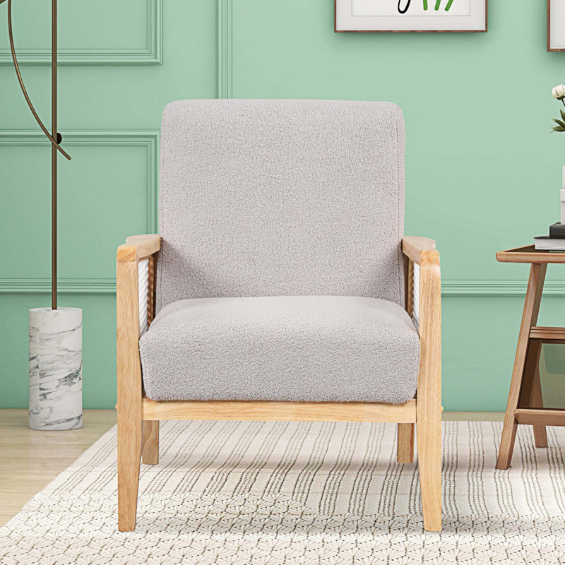 Fauteuil en velours l 25,9 po Barkeyville, Velours gris