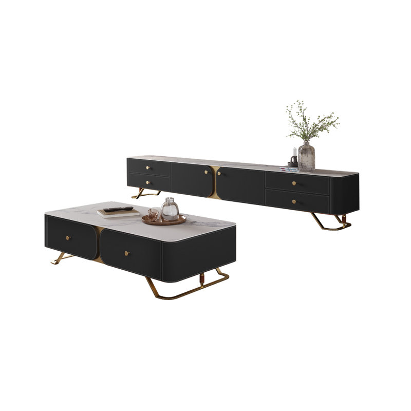 Meuble télé et table basse de style moderne, Noir, noir, noir, noir