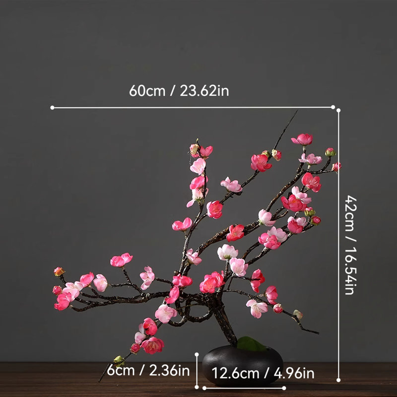 Simulated Plum Blossom Set Ceramic Vase Floral Decoration, Pink