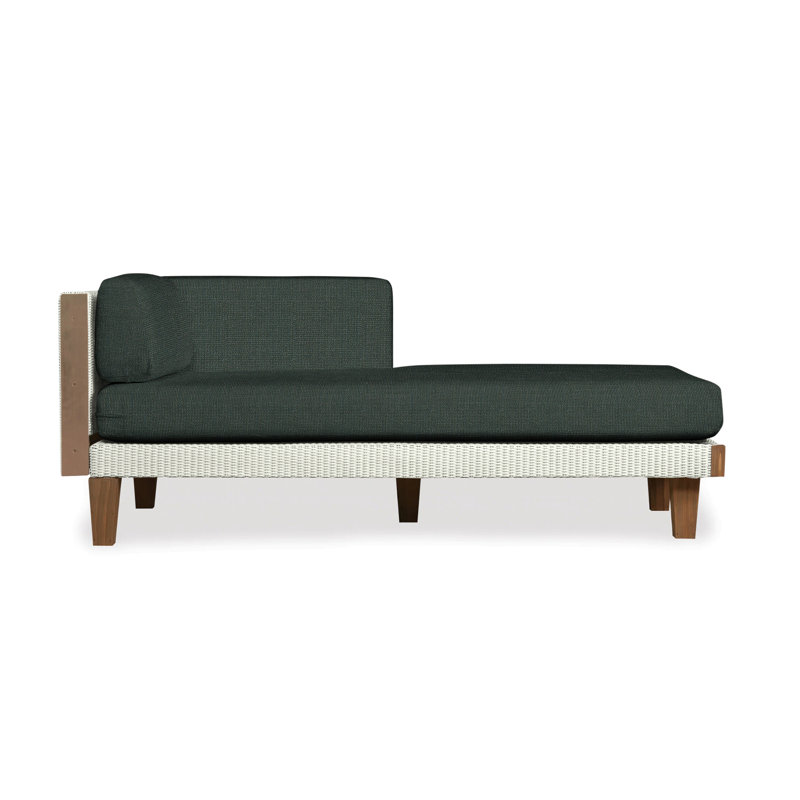 Catalina Outdoor Teak Chaise Lounge, Sailcloth Seagull, Ivory