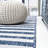 Anite Modern Offset Stripe Blue/Ivory Indoor/Outdoor Rug-533166694