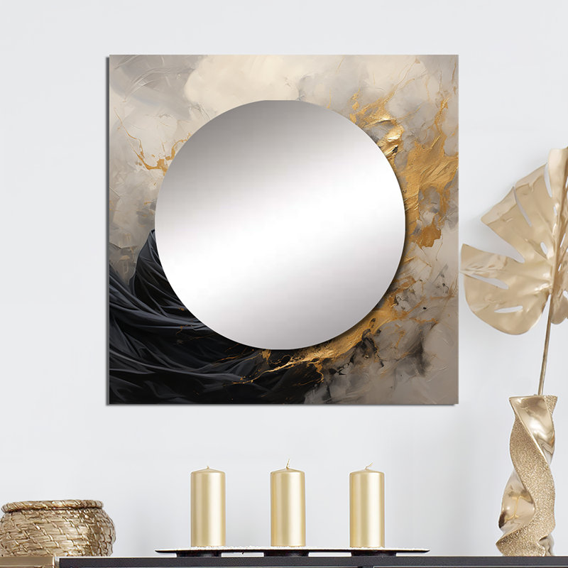Mikkala - Grand miroir mural carré abstrait pour chambre à coucher, 36 po x 36 po